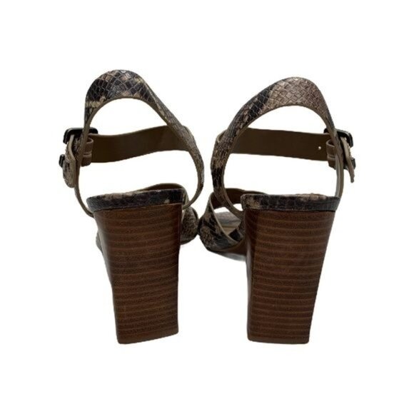 Crown Vintage Snake Print Block Heel Sandals Faux Leather Women’s Size 8 - Picture 5 of 10